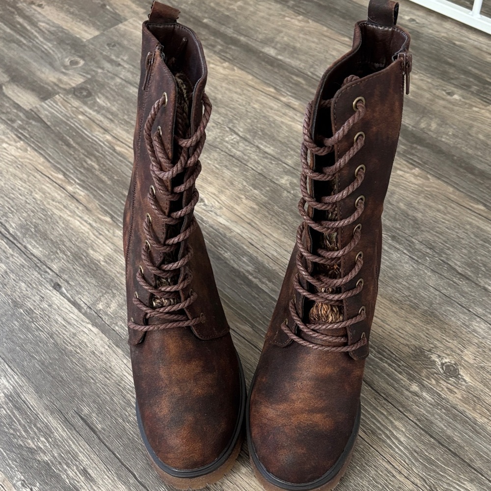 Muk Luks Dark Brown Combat Boots